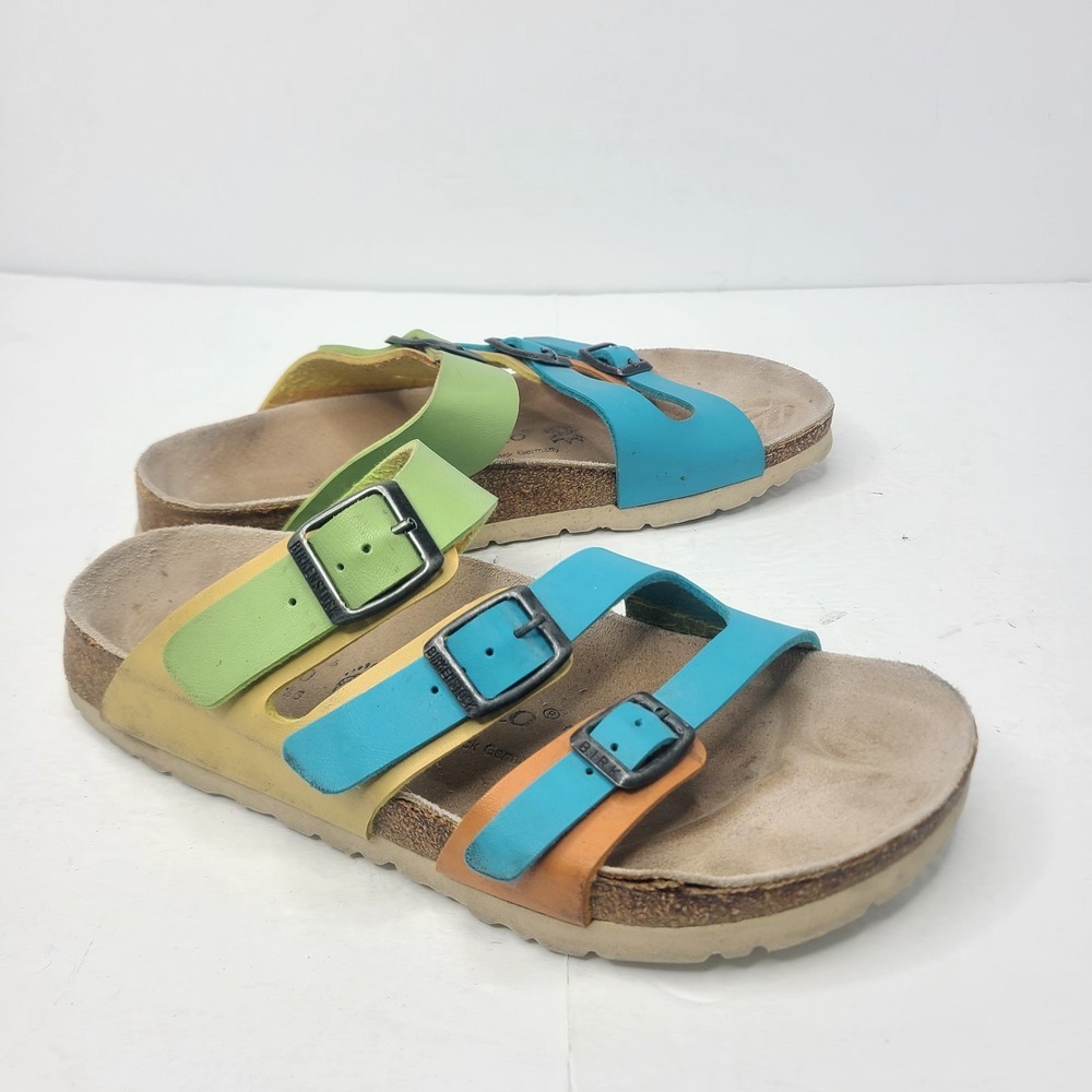 PAPILLIO by Birkenstock Women's Sz 39 7 Florida Sandals 3 Strap Multicolor